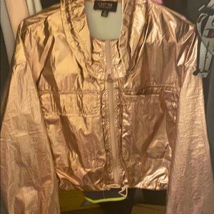rose gold metallic windbreaker